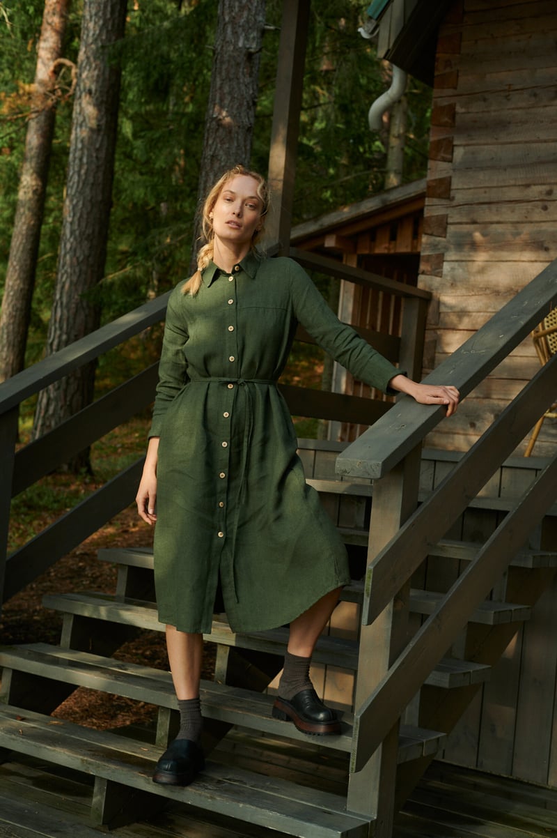 Astrid Linen Wool Blend Dress by LinenFox, 85% Linen, 15% Wool