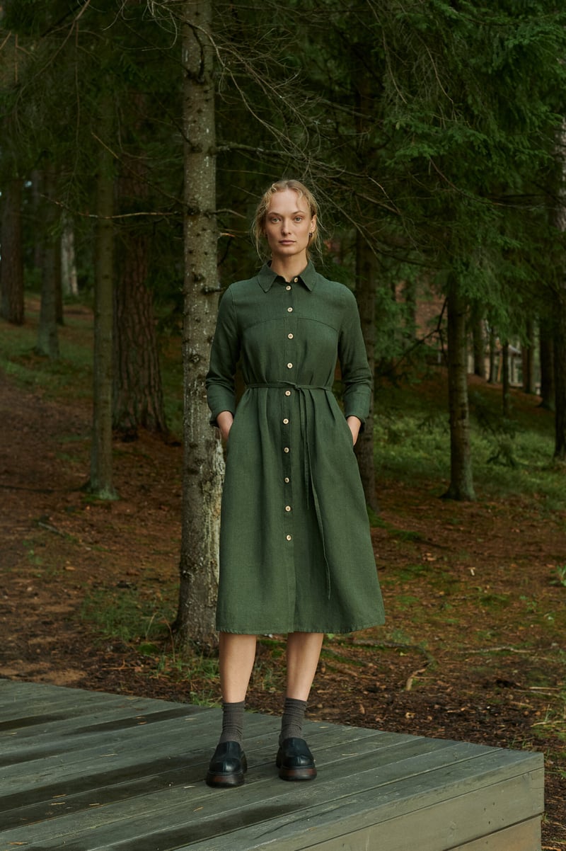 Astrid Linen Wool Blend Dress by LinenFox, 85% Linen, 15% Wool