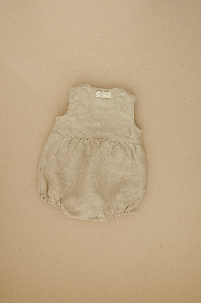 Juno Linen Baby Romper by LinenFox, 100% Linen