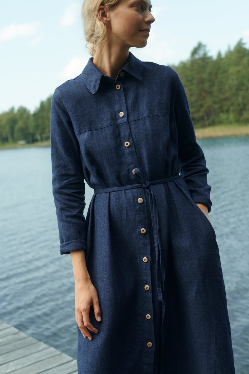 Astrid Linen Wool Blend Dress by LinenFox, 85% Linen, 15% Wool
