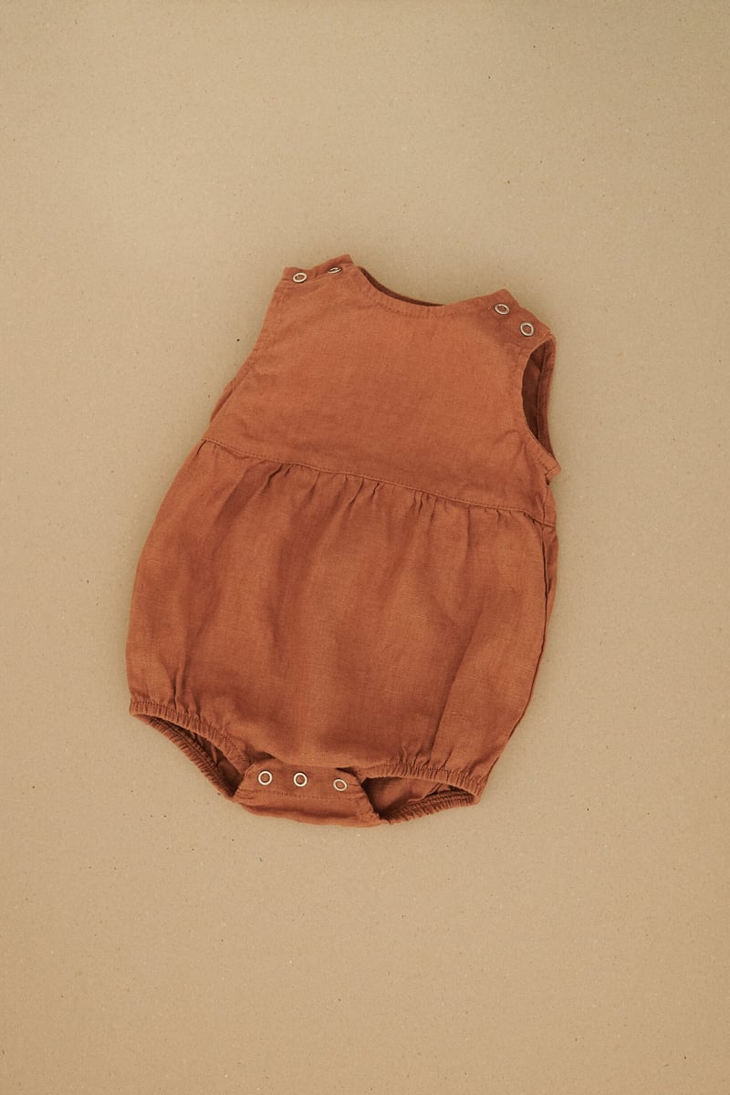 Juno Linen Baby Romper by LinenFox, 100% Linen