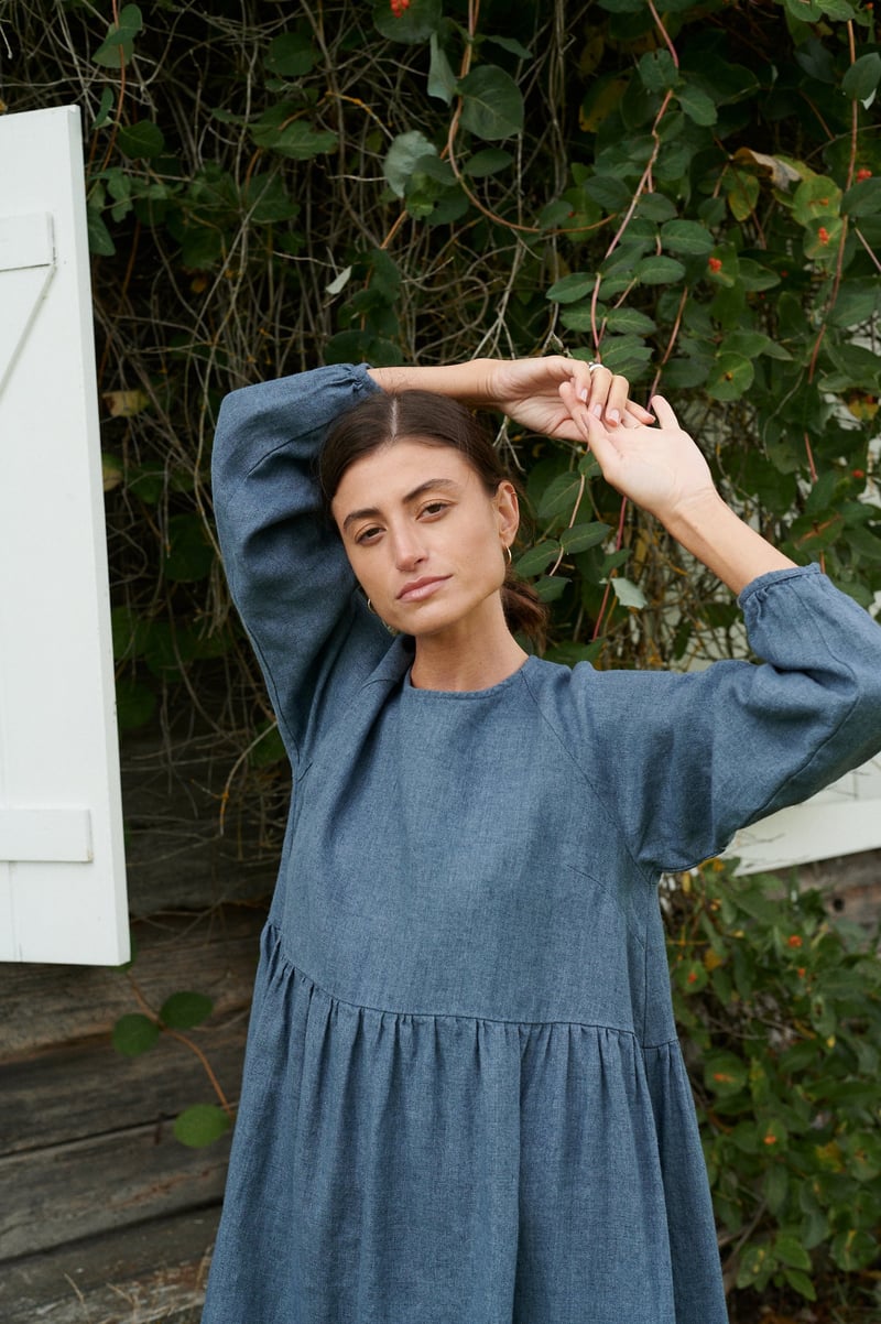Maxi Linen Wool Dress Margo by LinenFox, 85% Linen, 15% Wool
