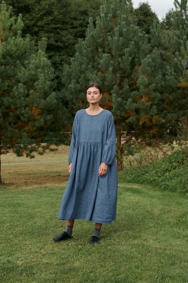 Maxi Linen Wool Dress Margo by LinenFox, 85% Linen, 15% Wool