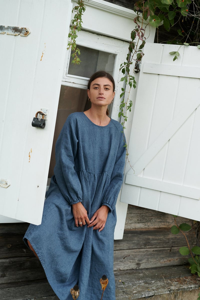 Maxi Linen Wool Dress Margo by LinenFox, 85% Linen, 15% Wool
