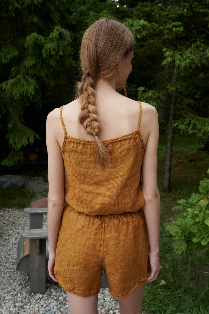 Jeri Waffle Linen Shorts by LinenFox, 100% Linen