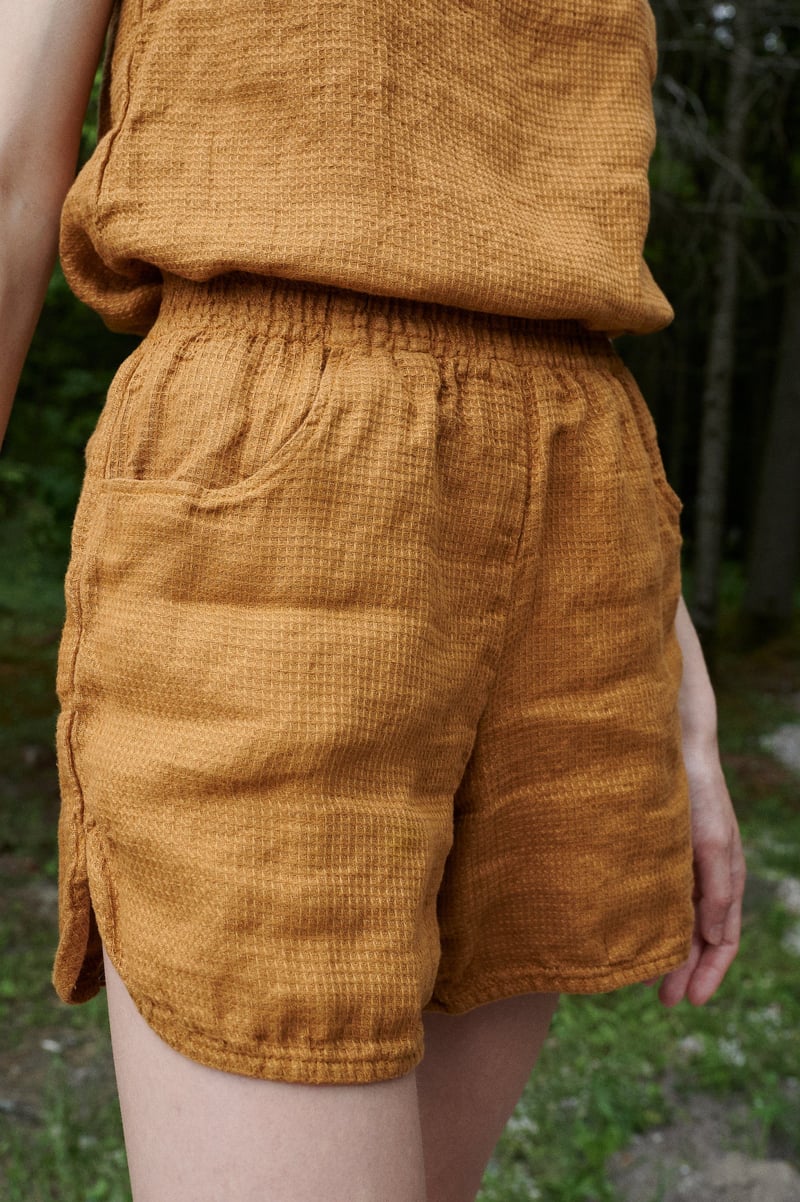 Jeri Waffle Linen Shorts by LinenFox, 100% Linen