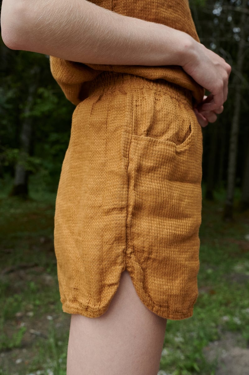 Jeri Waffle Linen Shorts by LinenFox, 100% Linen