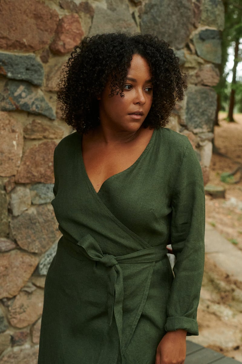 Rosemary Linen Wool Blend Dress by LinenFox, 85% Linen, 15% Wool
