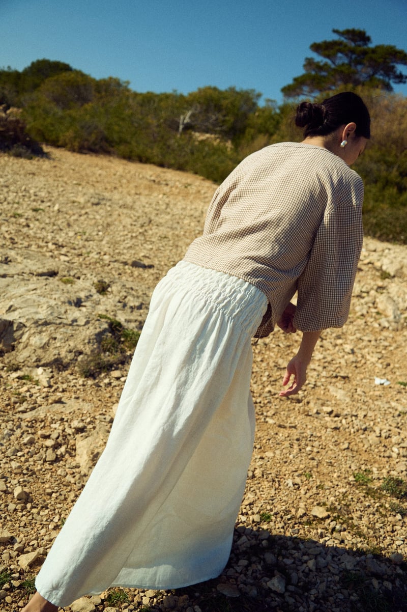 Linen Maxi Skirt with Smocked Waist – Daisy by LinenFox, 100% Linen