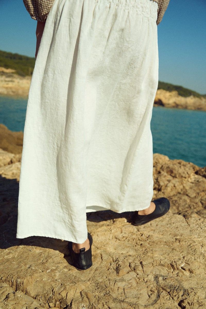 Linen Maxi Skirt with Smocked Waist – Daisy by LinenFox, 100% Linen