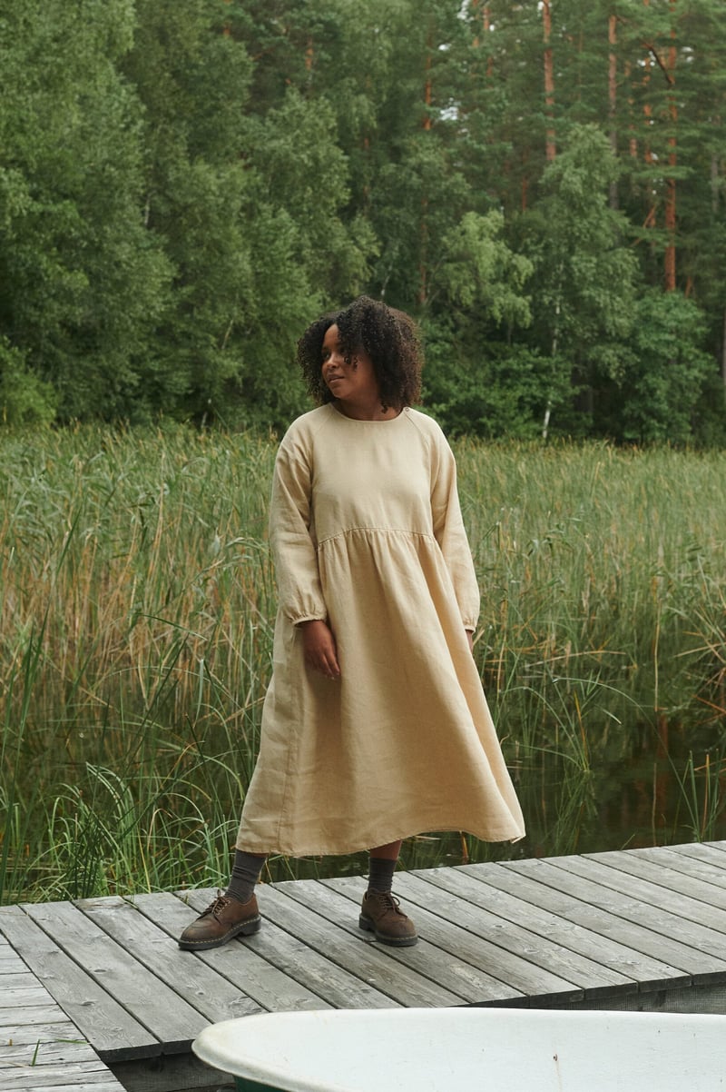 Maxi Linen Wool Dress Margo by LinenFox, 85% Linen, 15% Wool