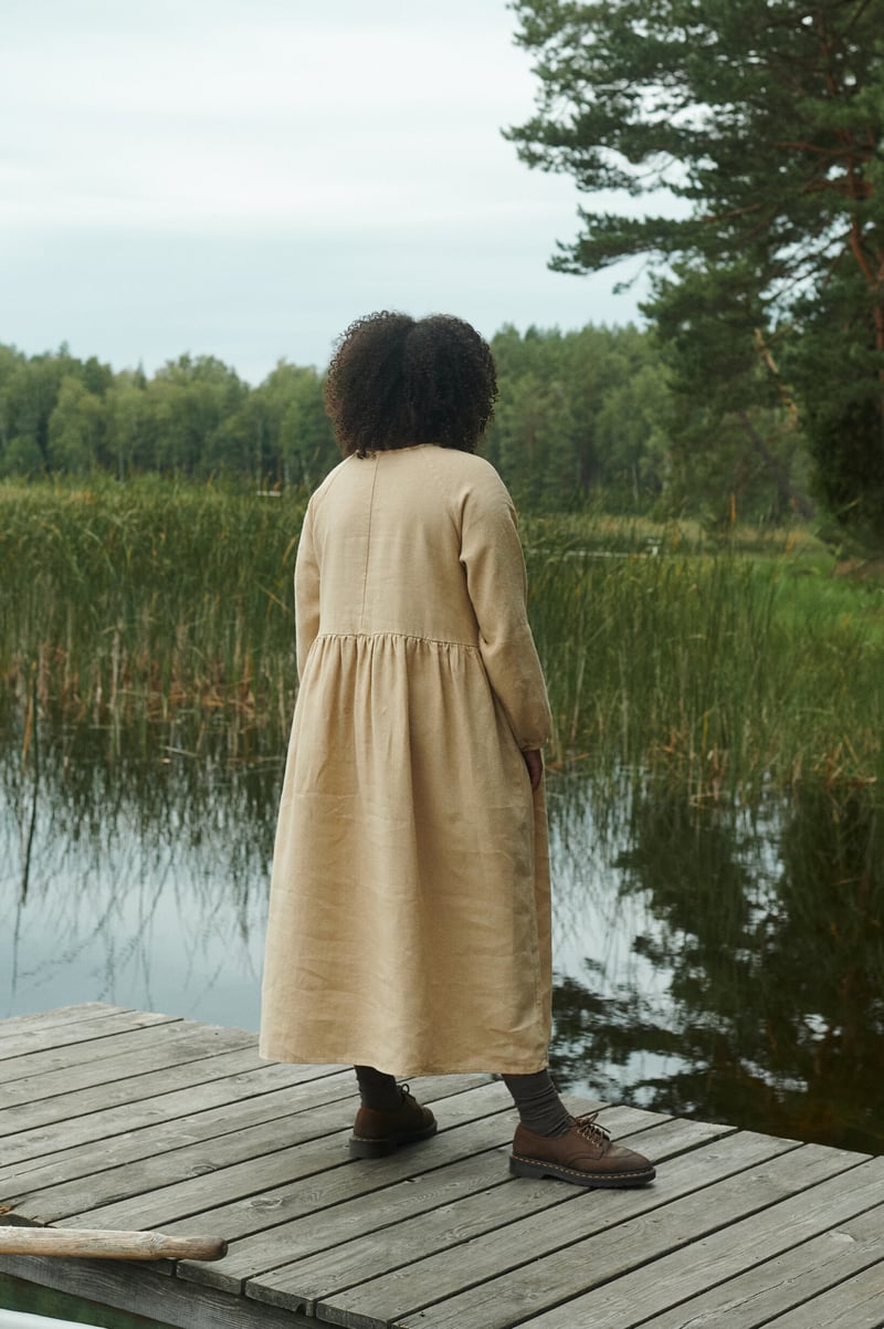 Maxi Linen Wool Dress Margo by LinenFox, 85% Linen, 15% Wool