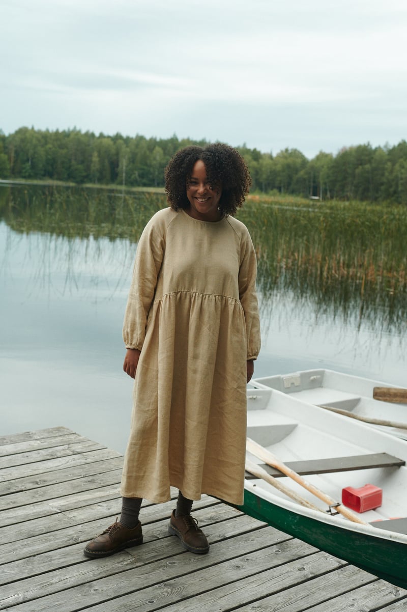 Maxi Linen Wool Dress Margo by LinenFox, 85% Linen, 15% Wool