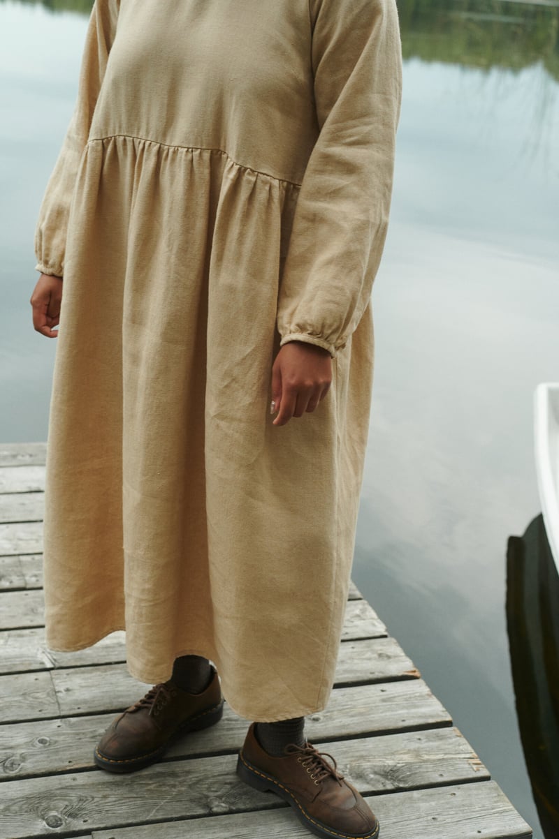 Maxi Linen Wool Dress Margo by LinenFox, 85% Linen, 15% Wool