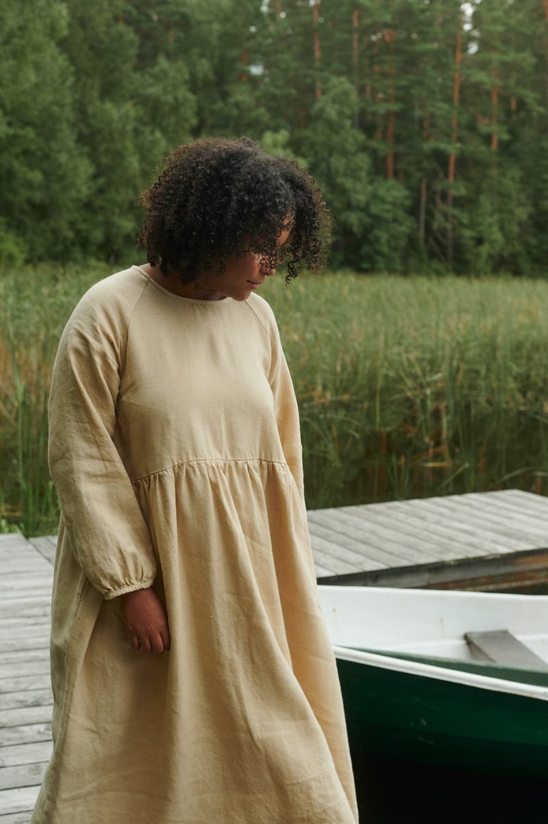 Maxi Linen Wool Dress Margo by LinenFox, 85% Linen, 15% Wool