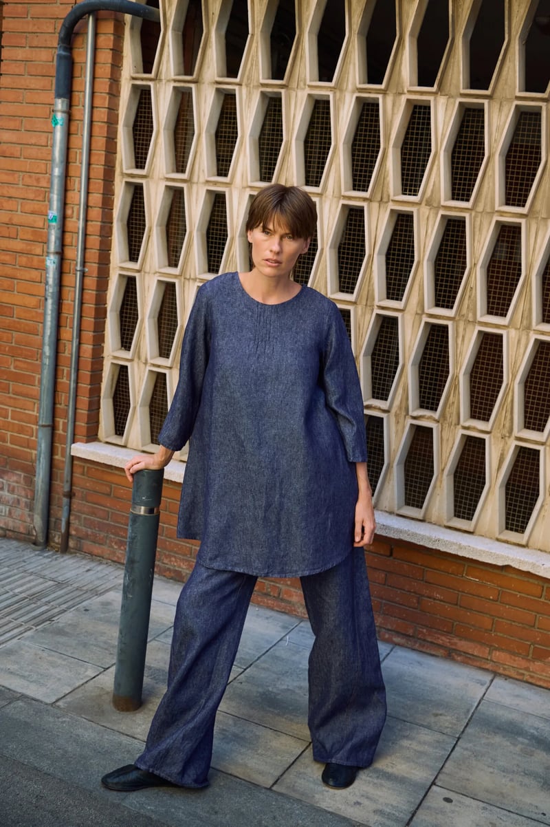 Denim Linen Mini Dress – Roni by LinenFox, 100% Linen