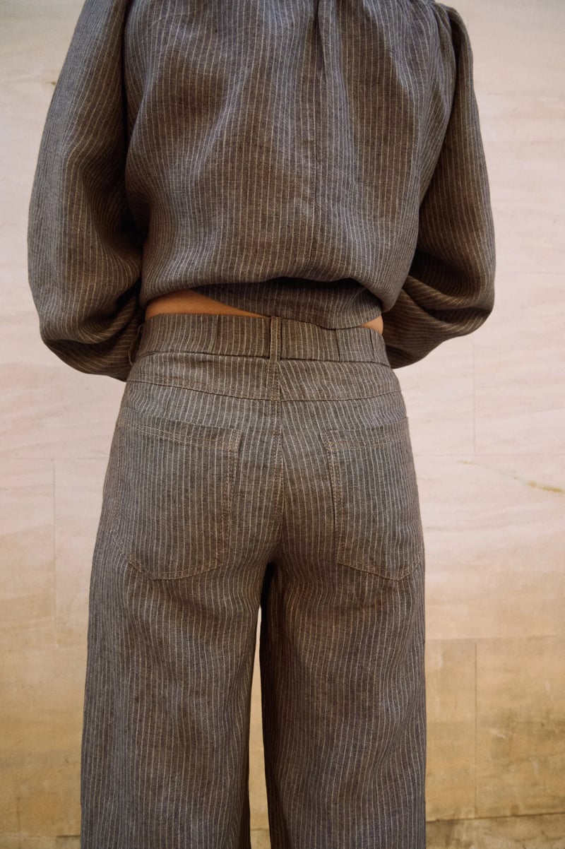 Striped Linen Pants – Brit by LinenFox, 100% Linen