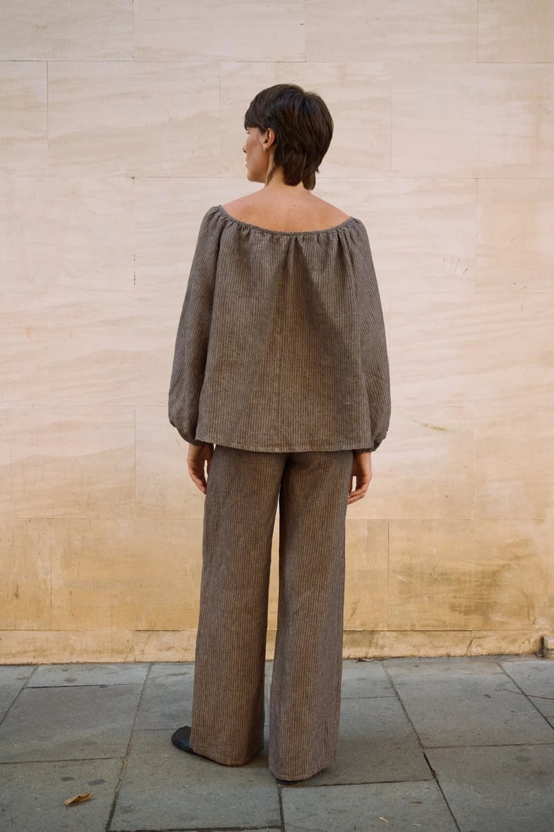 Striped Linen Pants – Brit by LinenFox, 100% Linen