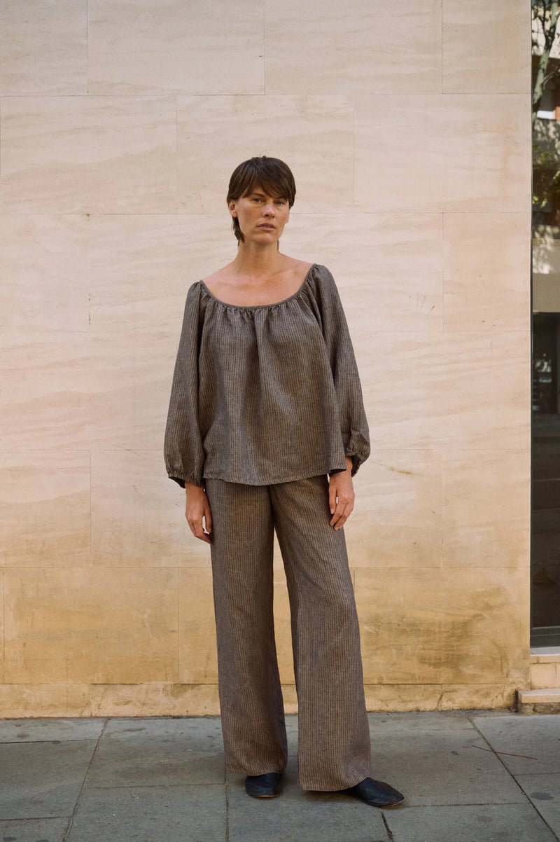 Striped Linen Pants – Brit by LinenFox, 100% Linen