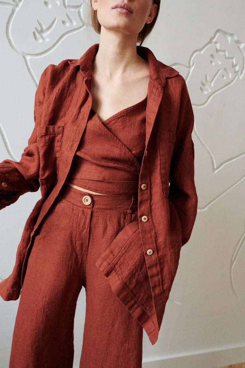 Soja Waffle Linen Top by LinenFox, 100% Linen