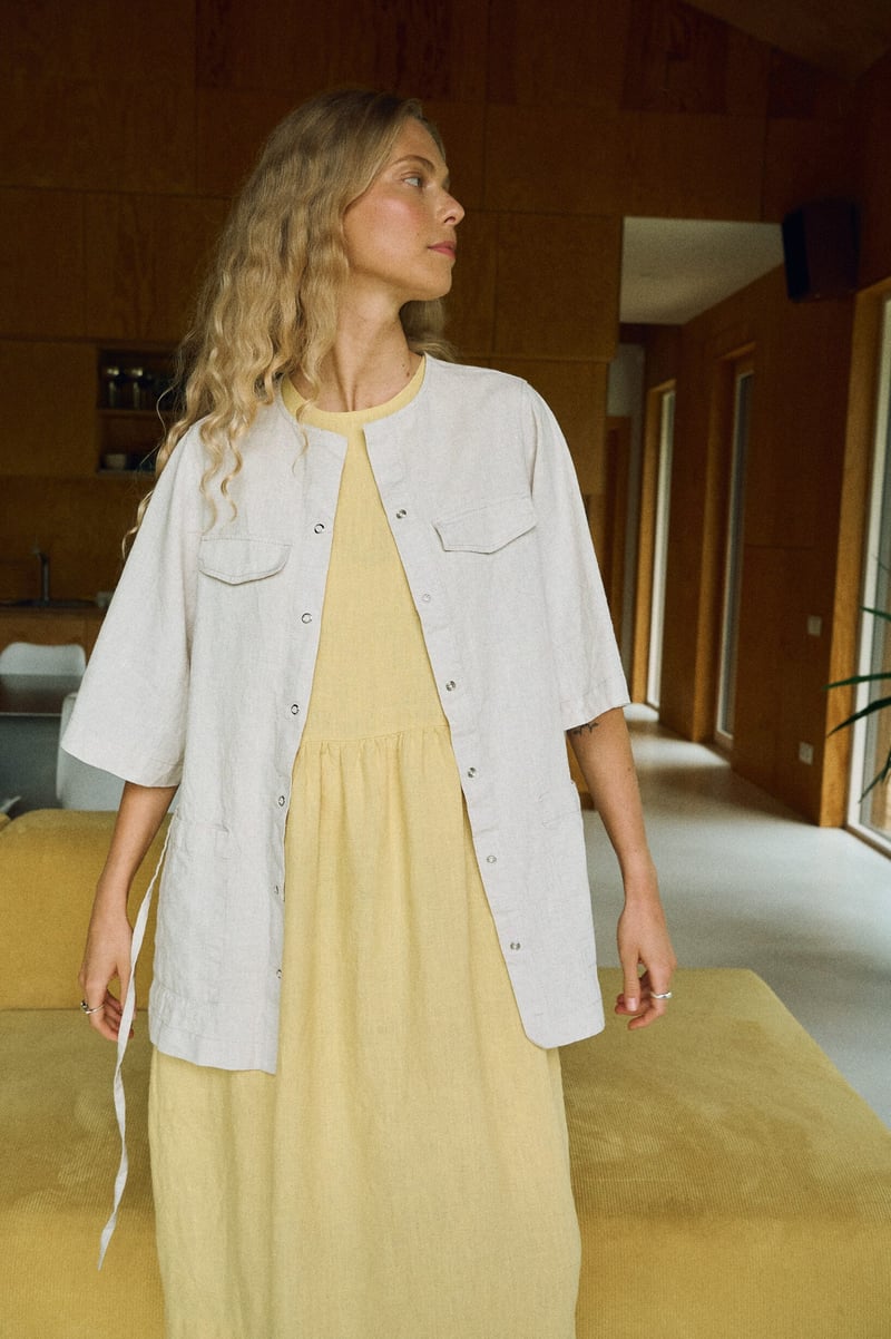 Cotton Blend Overshirt – Pippa by LinenFox, 53% Cotton, 47% Linen