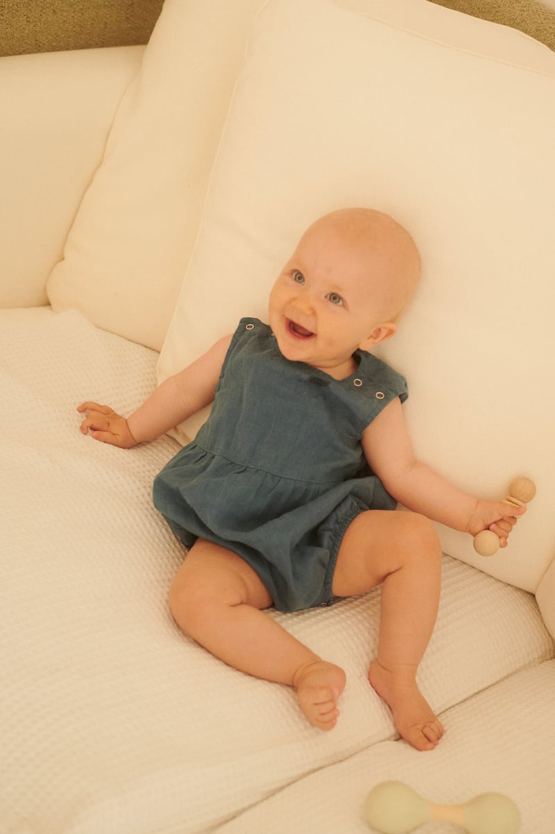 Juno Linen Baby Romper by LinenFox, 100% Linen
