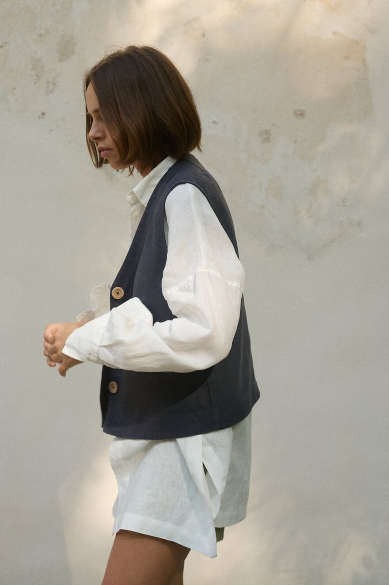 Alina Heavy Linen Vest by LinenFox, 100% Linen