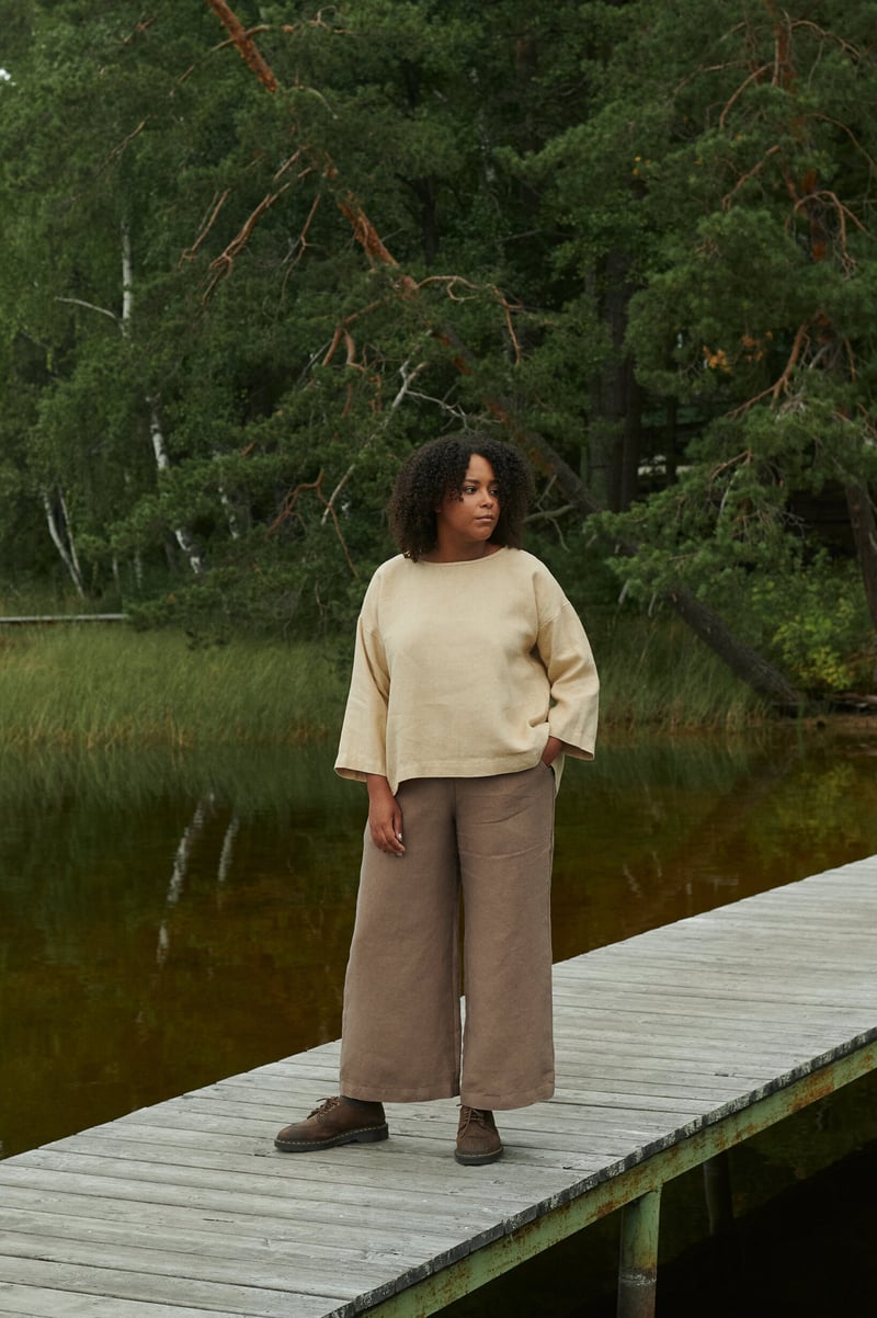 Ocean Heavy Linen Trousers by LinenFox, 100% Linen