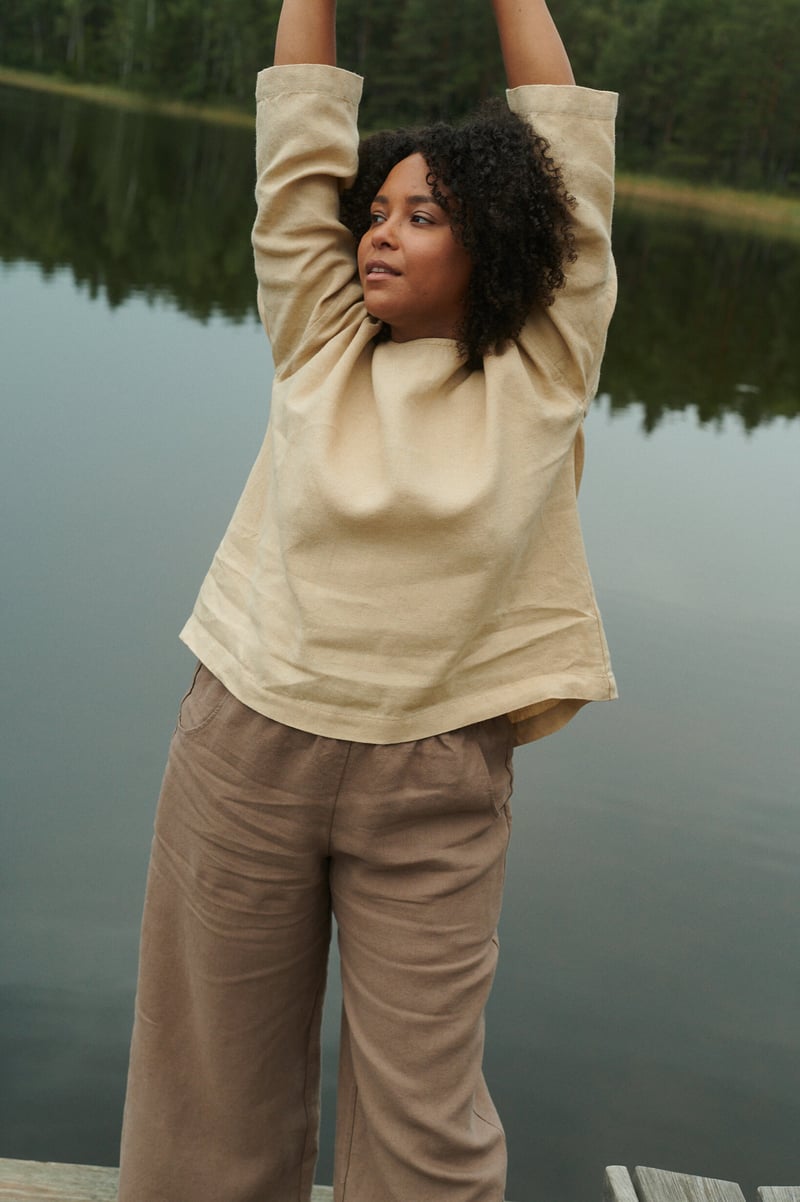 Ocean Heavy Linen Trousers by LinenFox, 100% Linen