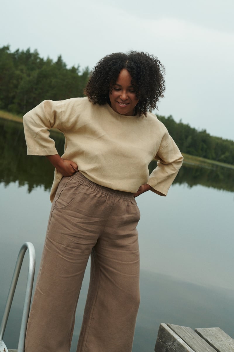 Ocean Heavy Linen Trousers by LinenFox, 100% Linen