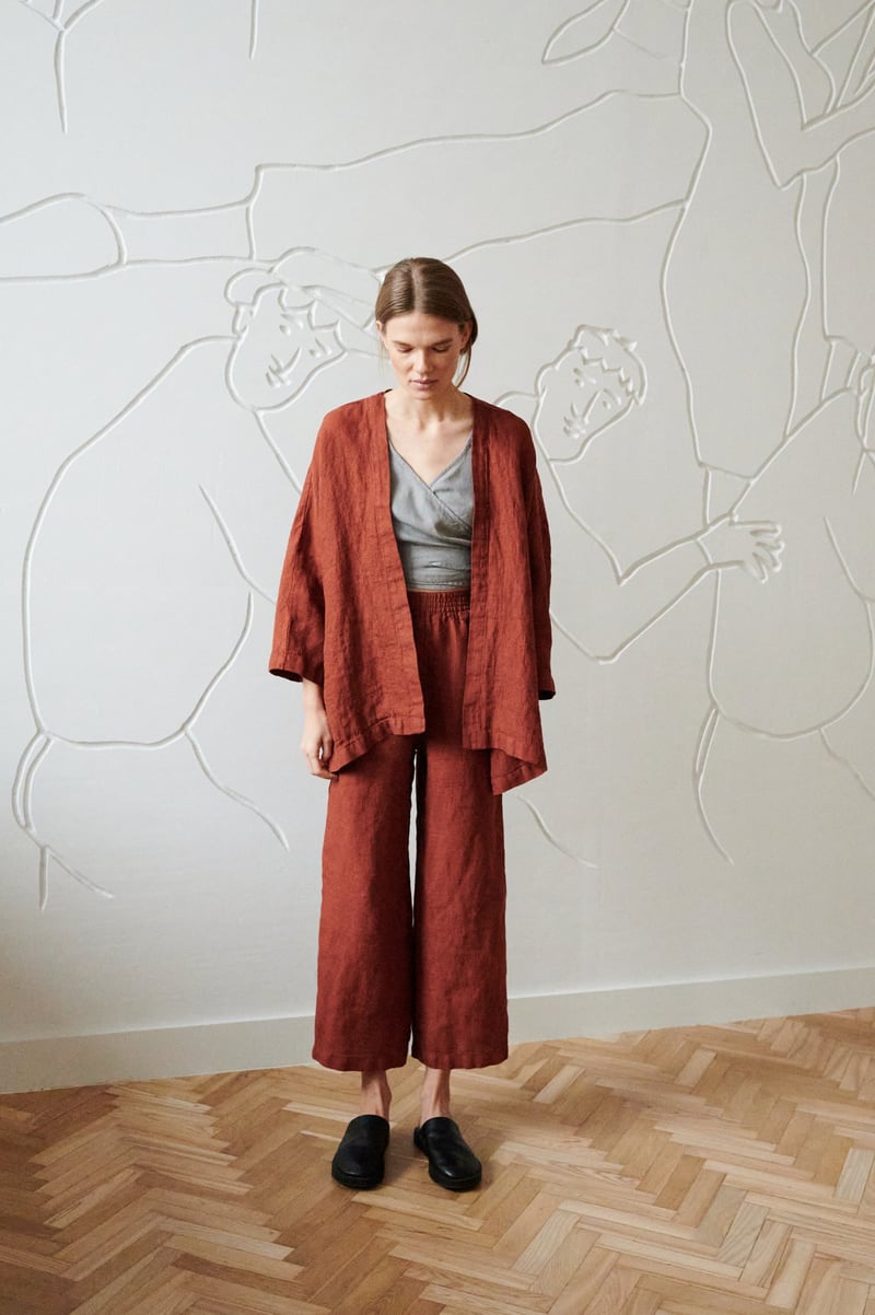 Rene Waffle Linen Jacket by LinenFox, 100% Linen