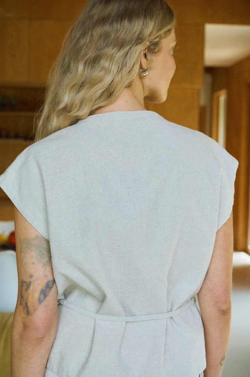Cotton Blend Vest – Tyra by LinenFox, 53% Cotton, 47% Linen