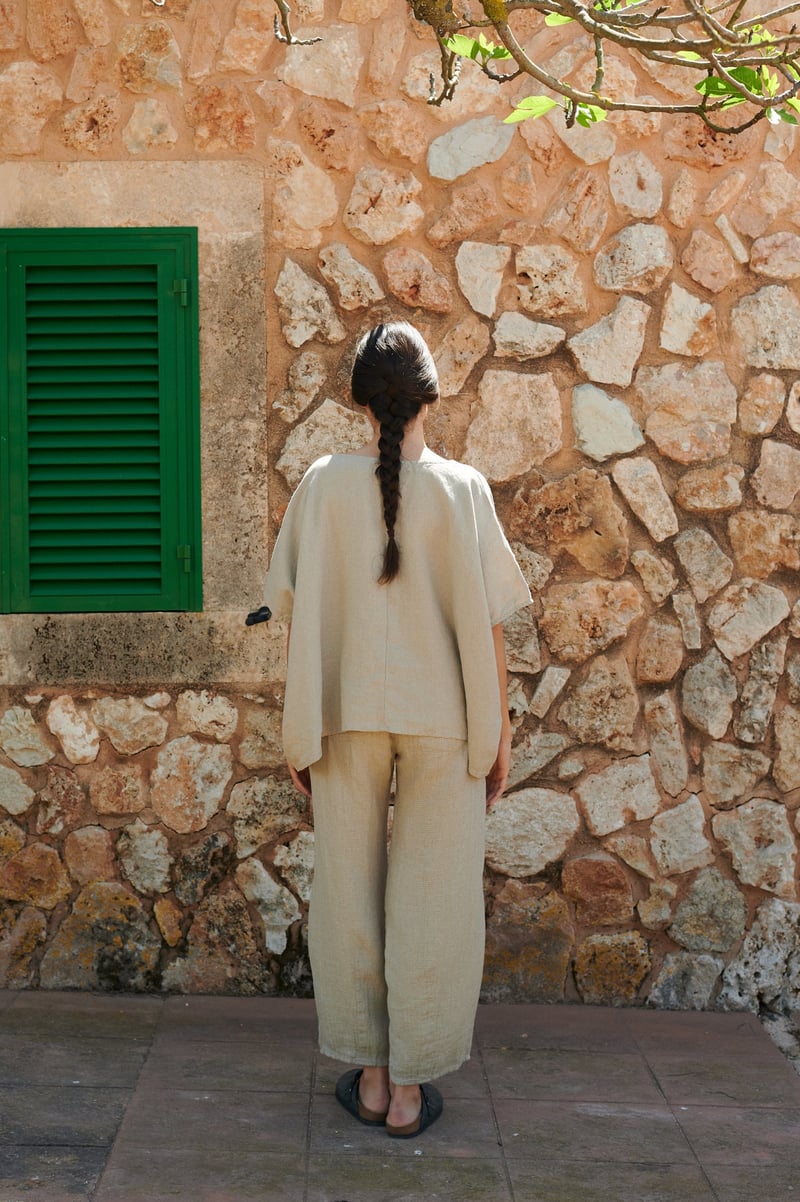 Frankie Waffle Linen Trousers by LinenFox, 100% Linen