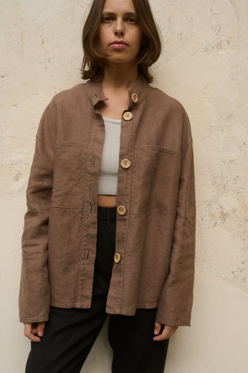 Jade Heavy Linen Jacket by LinenFox, 100% Linen