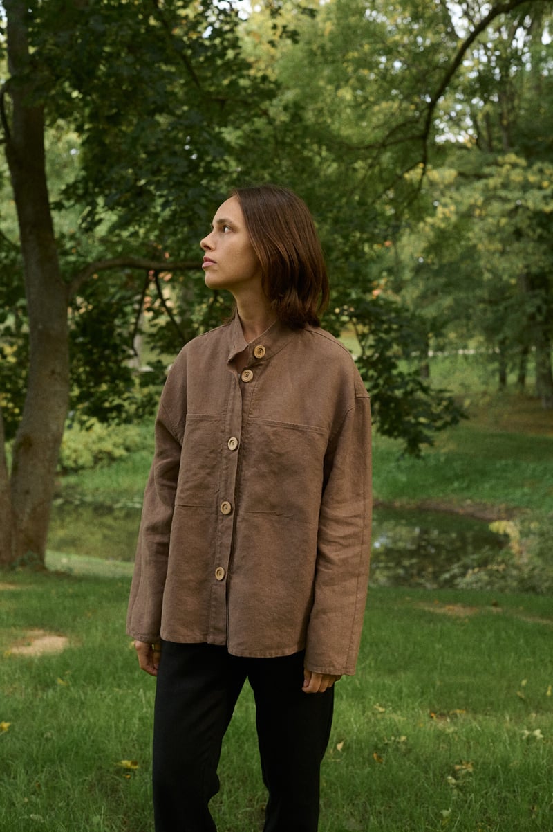 Jade Heavy Linen Jacket by LinenFox, 100% Linen