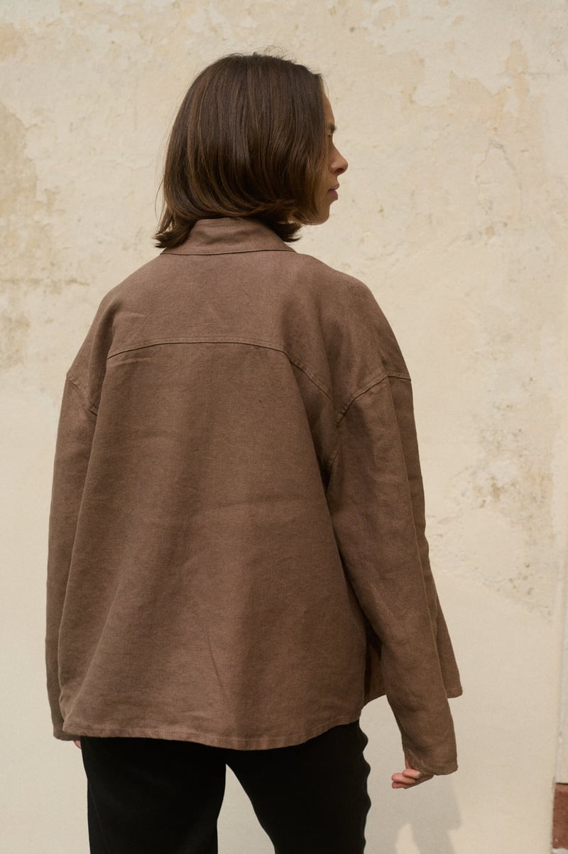 Jade Heavy Linen Jacket by LinenFox, 100% Linen
