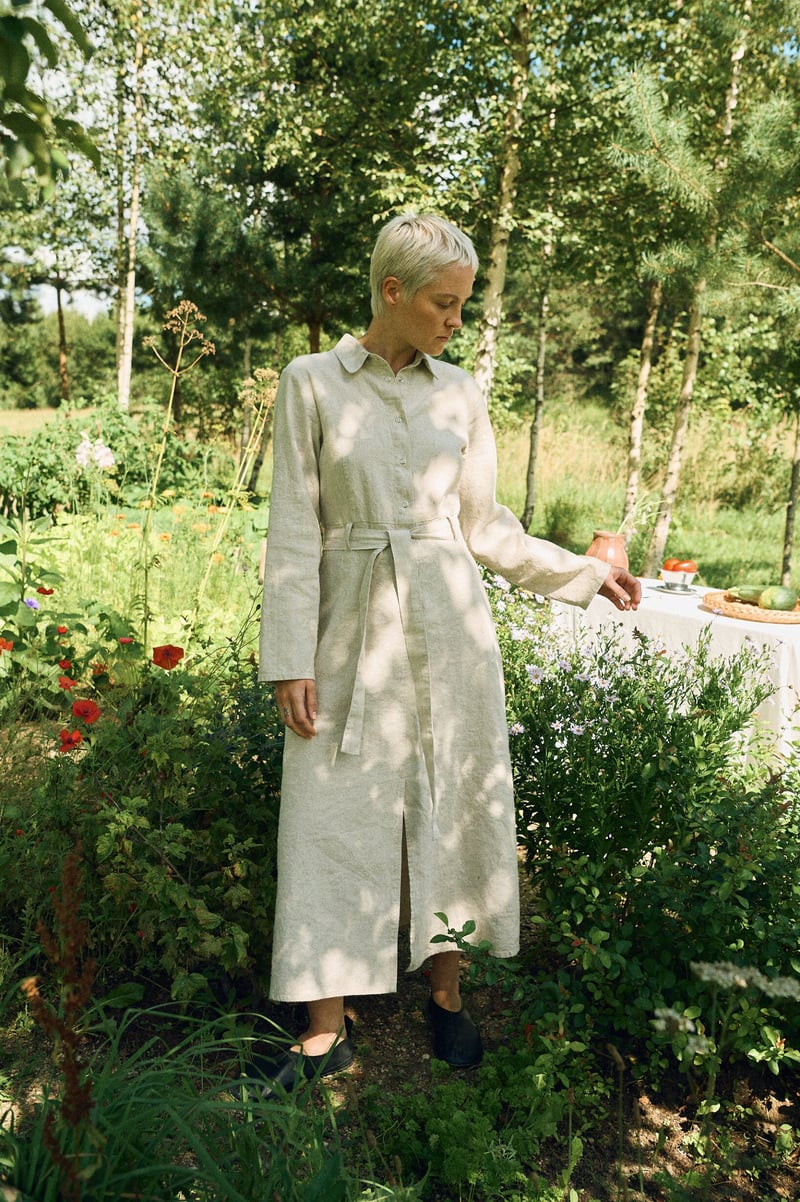 Cotton Blend Utility Dress – Rina by LinenFox, 53% Cotton, 47% Linen