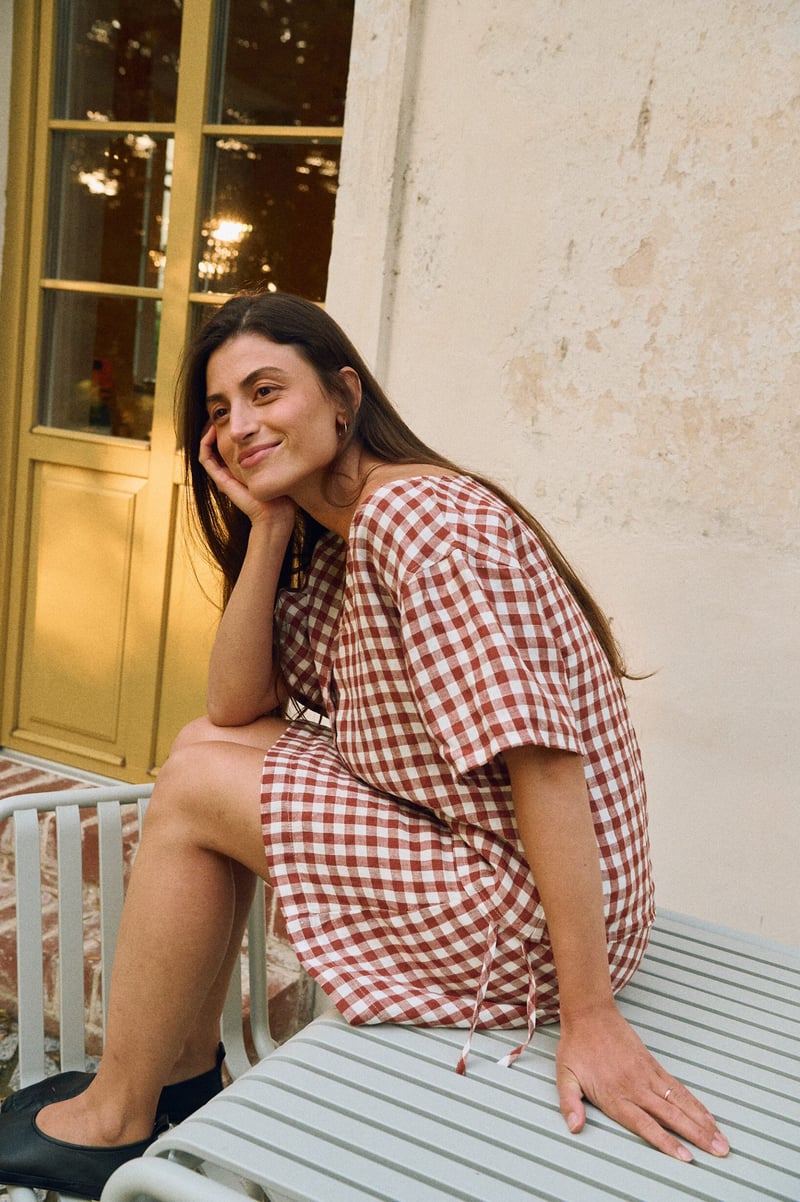 Gingham Wrap Skirt – Cali by LinenFox, 100% Linen