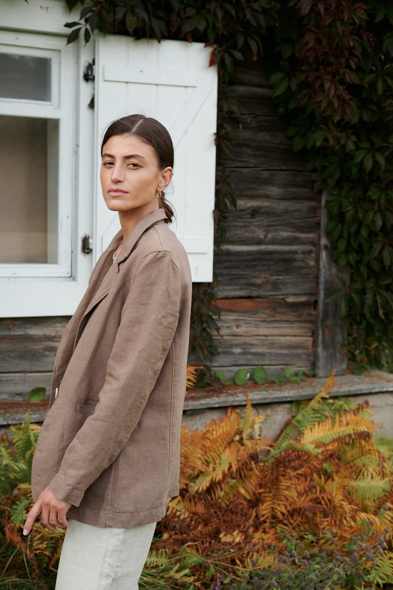 Paula Heavy Linen Jacket by LinenFox, 100% Linen