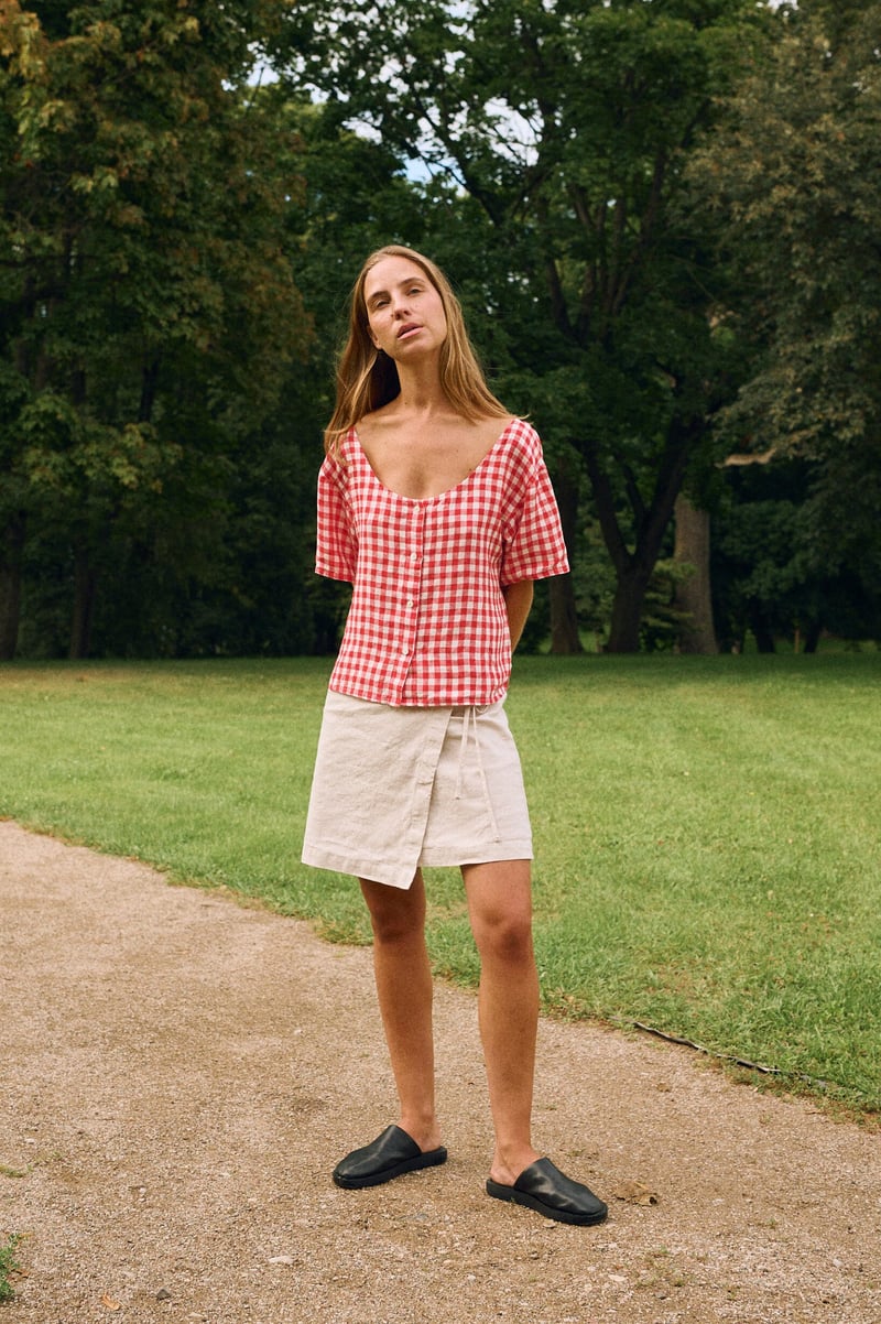 Mini Wrap Skirt – Cali by LinenFox, 53% Cotton, 47% Linen
