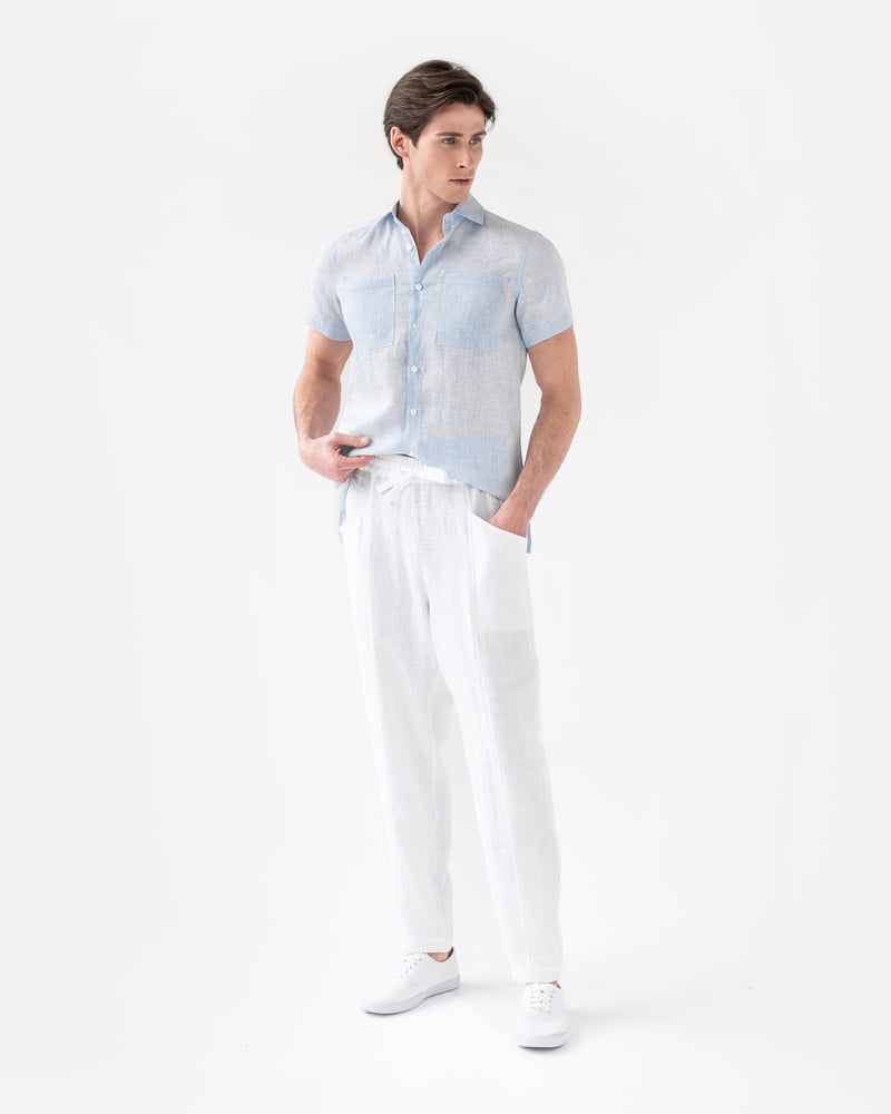 Men's linen pants TRUCKEE in White by MagicLinen, 100% Linen