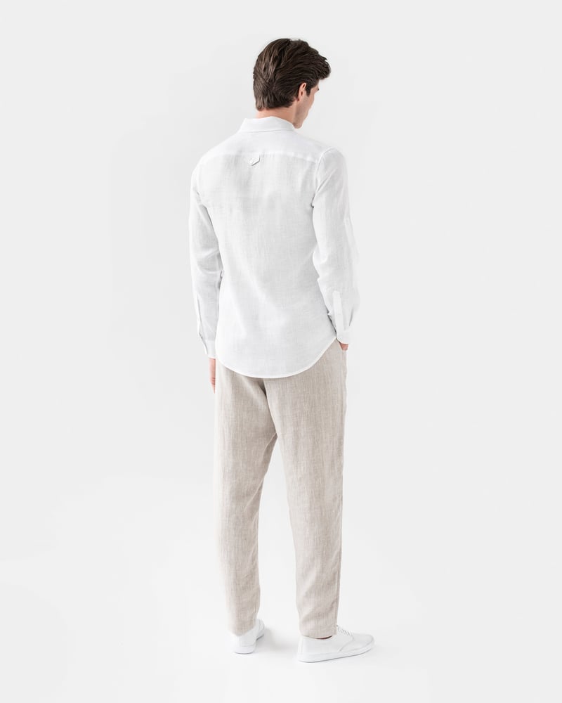 Men's linen pants TRUCKEE in Natural melange by MagicLinen, 100% Linen
