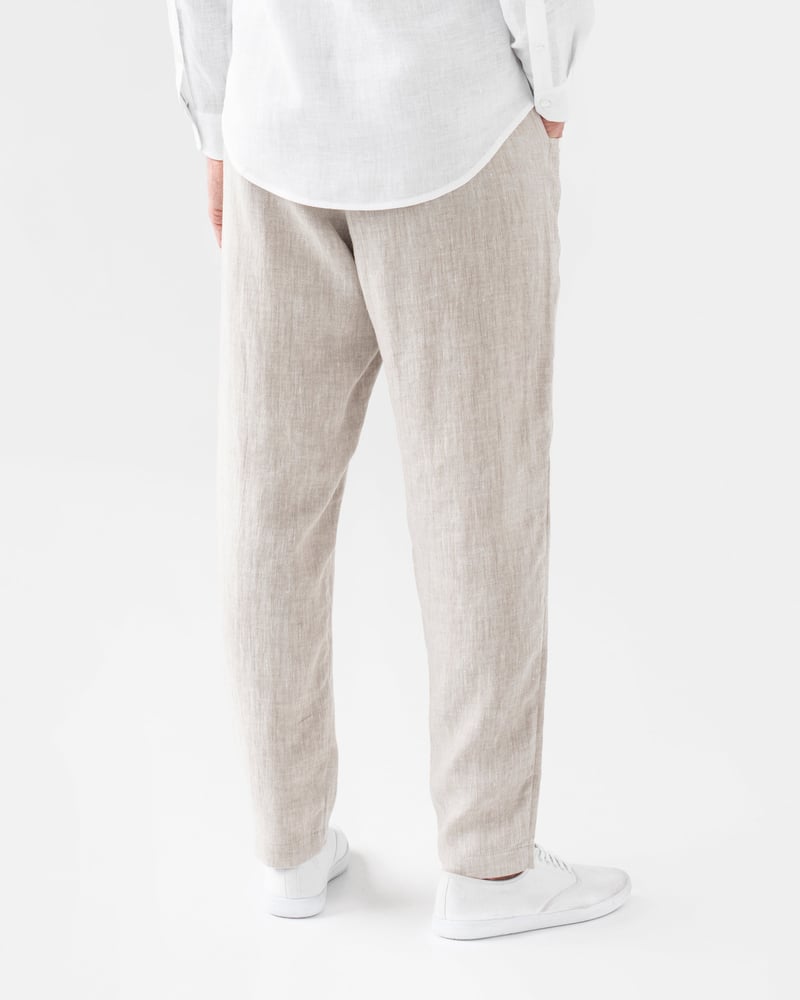 Men's linen pants TRUCKEE in Natural melange by MagicLinen, 100% Linen