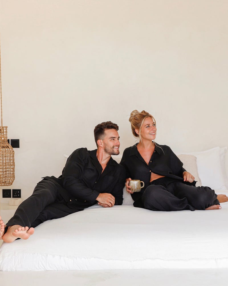 Men's linen pajama set VIGO in Black by MagicLinen, 100% Linen