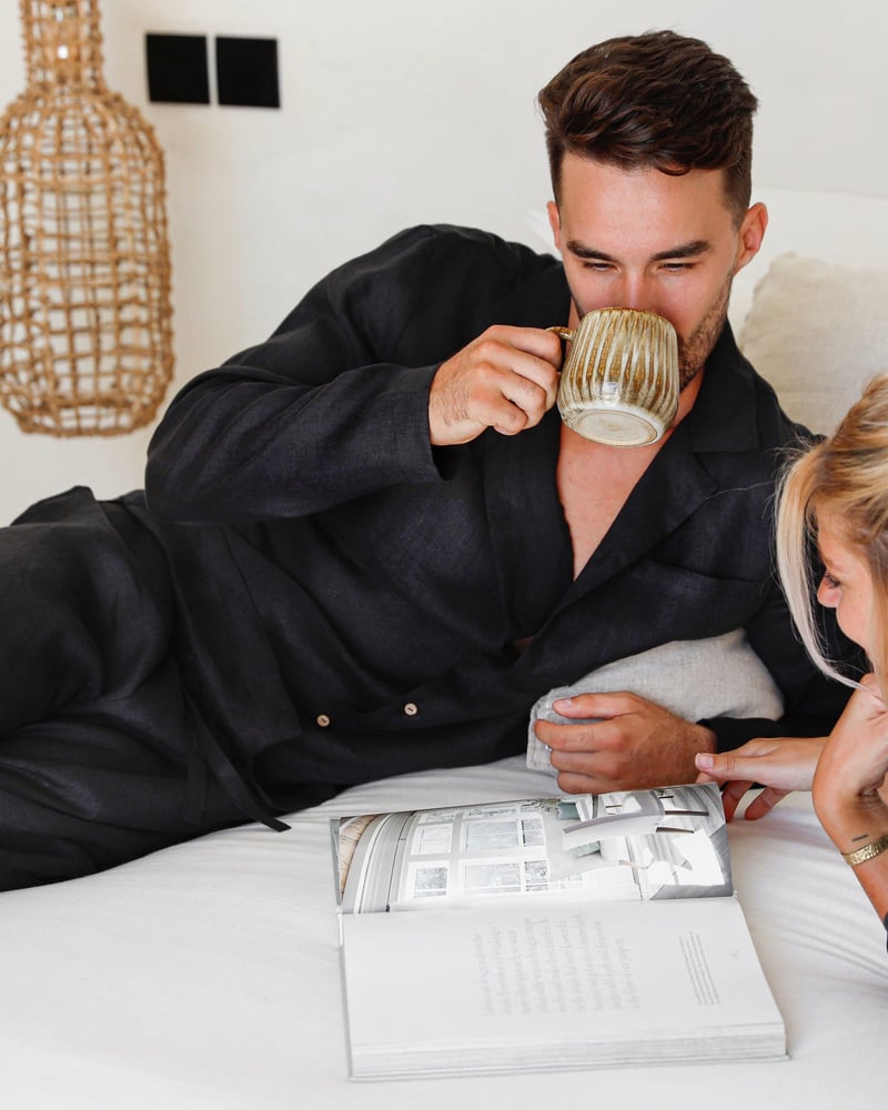Men's linen pajama set VIGO in Black by MagicLinen, 100% Linen