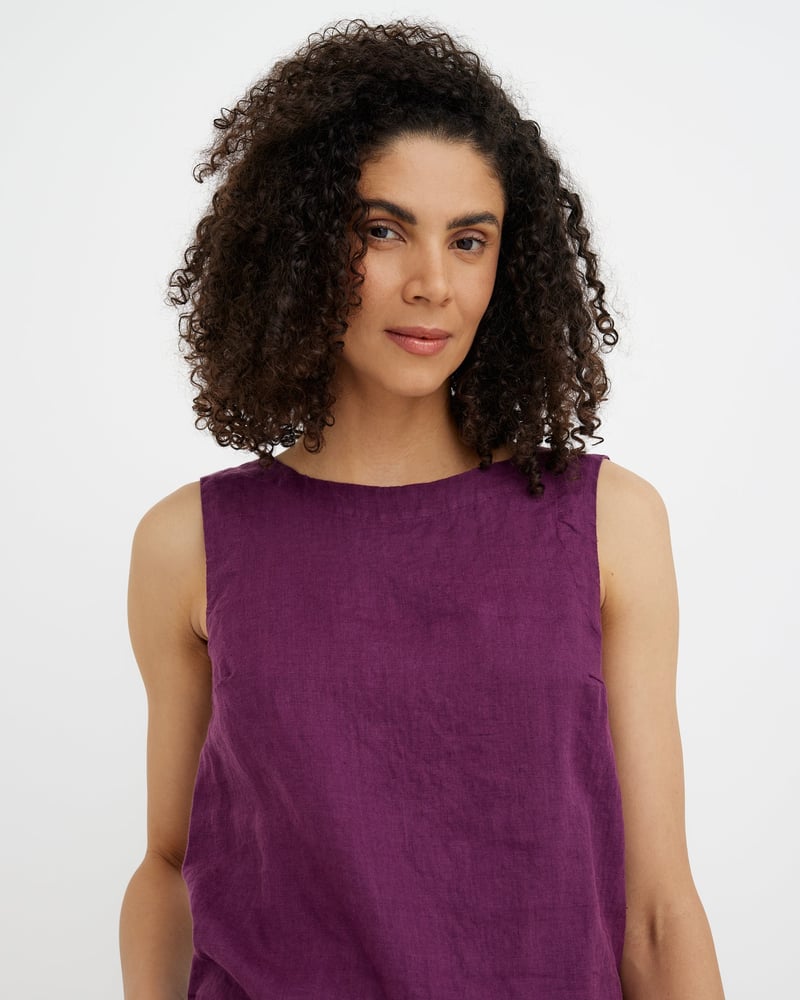Sleeveless Linen Top GENEVA in Royal purple by MagicLinen, 100% Linen