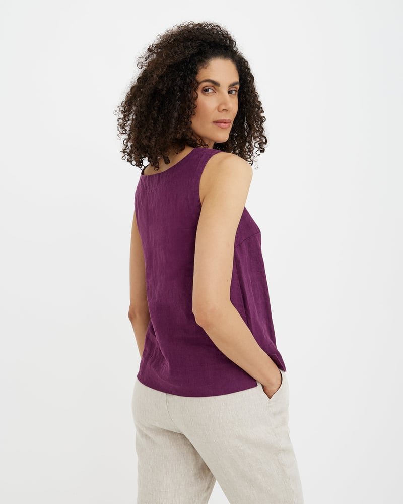 Sleeveless Linen Top GENEVA in Royal purple by MagicLinen, 100% Linen