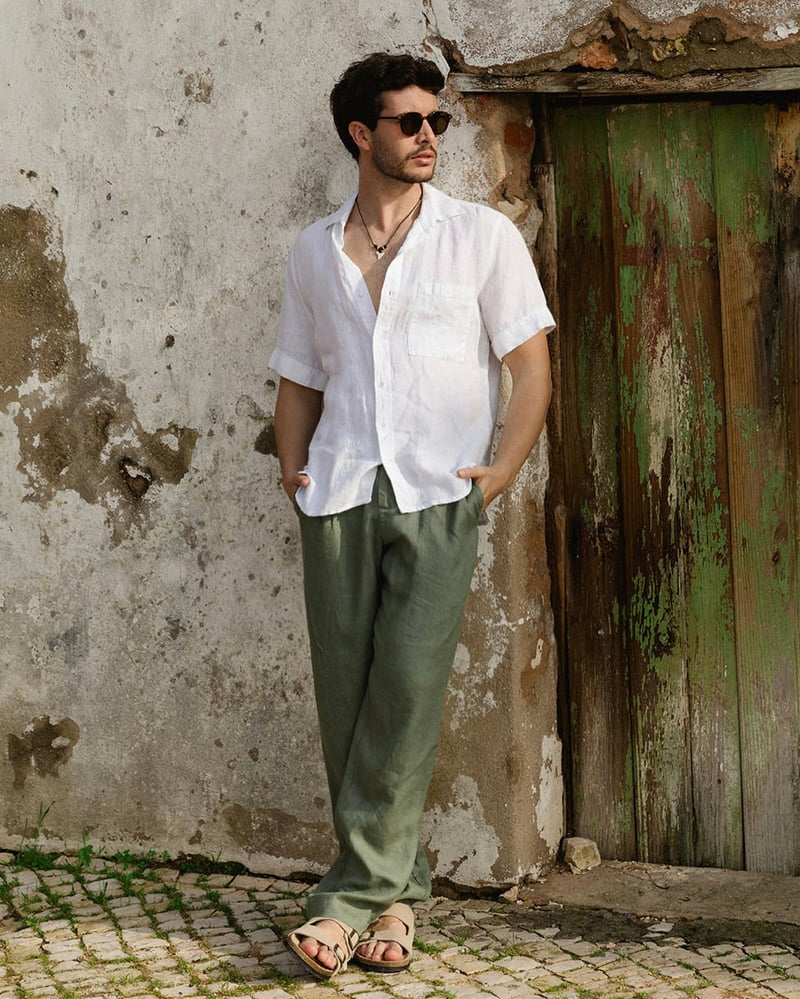 Men's Short Sleeve Linen Shirt DENVER in White by MagicLinen, 100% Linen