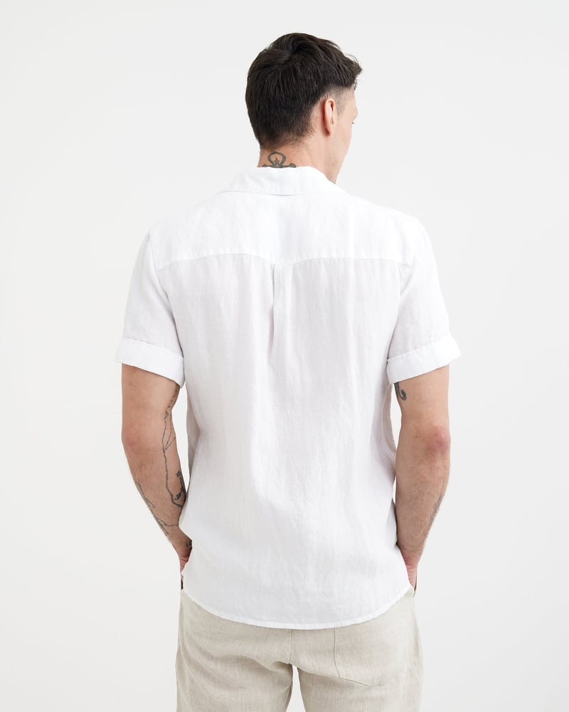 Men's Short Sleeve Linen Shirt DENVER in White by MagicLinen, 100% Linen