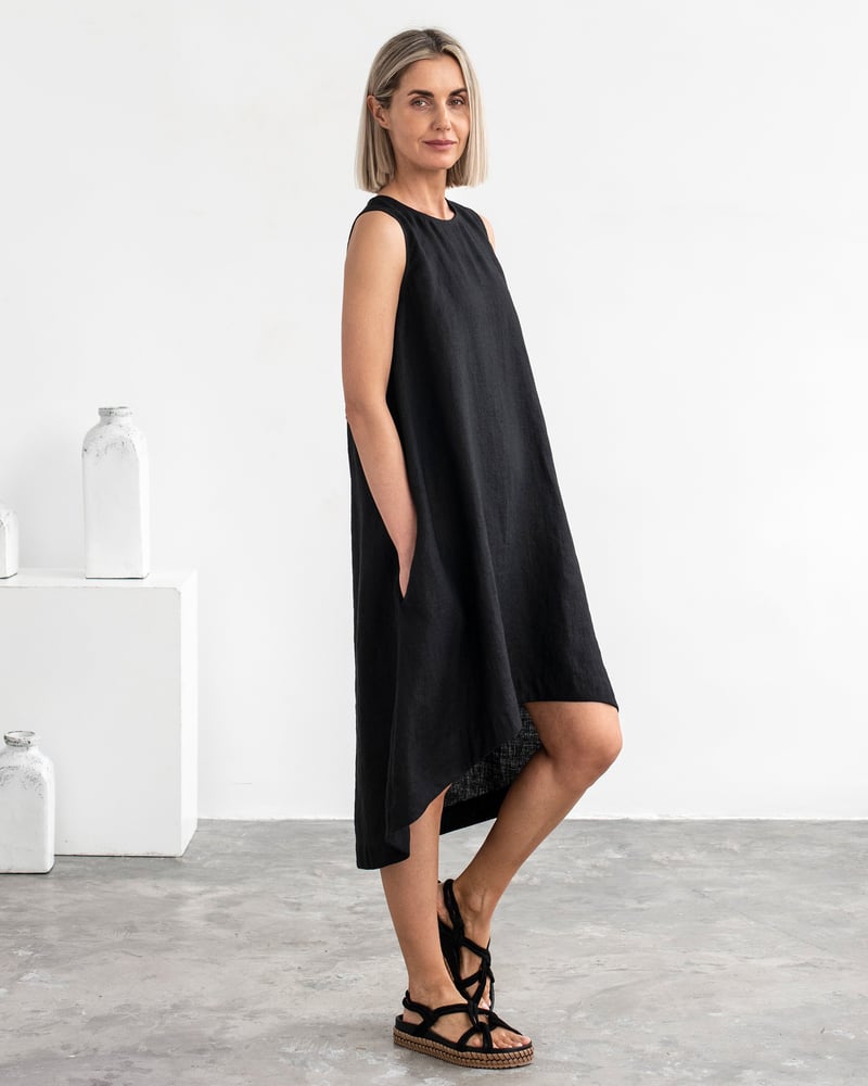 Royal TOSCANA linen dress in Black by MagicLinen, 100% Linen